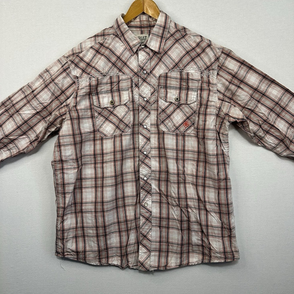 Ariat Xl Retro Fit Pearl Snap 100% Cotton Button Up Men's Shirt Rodeo Cowboy